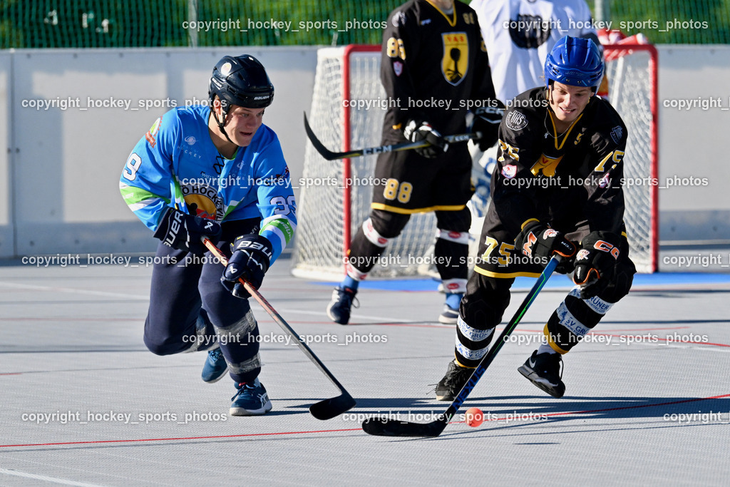 VAS Ballhockey Villach vs. ASKÖ Villach Ballhockey | #39 Scharf Nikolas SV ASKÖ Ballhockey, #75 Wohlfahrt Benjamin VAS Ballhockey Villach, VAS Ballhockey Villach vs. ASKÖ Villach Ballhockey , VAS Ballhockey Villach vs. ASKÖ Villach Ballhockey  am 13.05.2026 in Villach (Alpen Arena ), Austria, (Photo by Bernd Stefan)