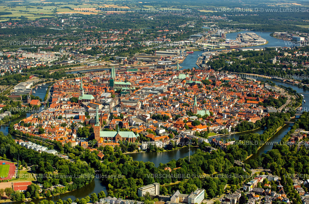 Luebeck15070085 | Altstadt von Lübeck mit Trave und Obertrave,  Lübeck, Lübecker Bucht, Hansestadt, Schleswig-Holstein, Deutschland