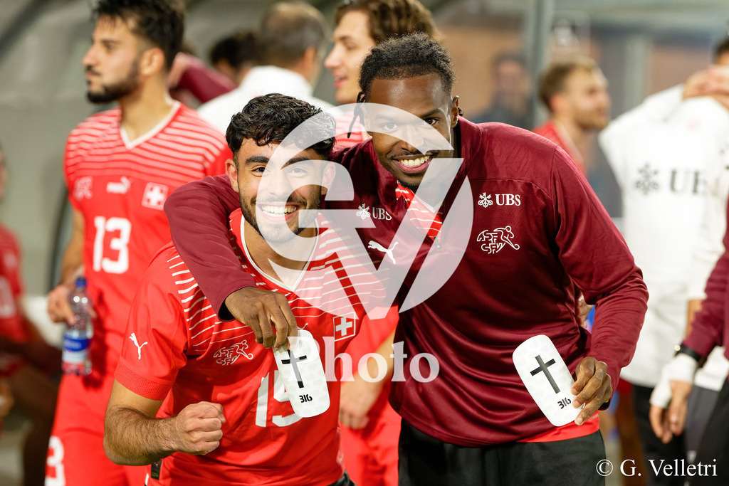 UEFA Region's Cup - Vaud v Munster | Hugo Lopez Rullo (15 Vaud) and Stephane Goncalves Gomes (3 Vaud)  celebrate after winning during the UEFA Region's Cup game between Vaud and Munster at Centre Sportif de Colovray in Nyon, Switzerland 