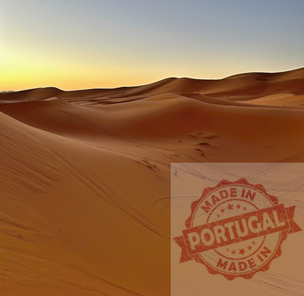 Tire tracks covering the impressive dunes of Erg Chebbi at sunset, Sahara Desert, Morocco | Stunning view of the undulating landscape of Erg Chebbi dunes with tire tracks at sunset - Realized with Pictrs.com