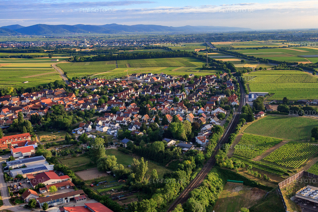 Luftbild: Gewerbegebiet In den Gerlachsgärten in Insheim im Bundesland Rheinland-Pfalz in Deutschland. Foto: IMG_67860.jpg vom 14.06.2014 durch Werner Riehm/FLY-FOTO.de