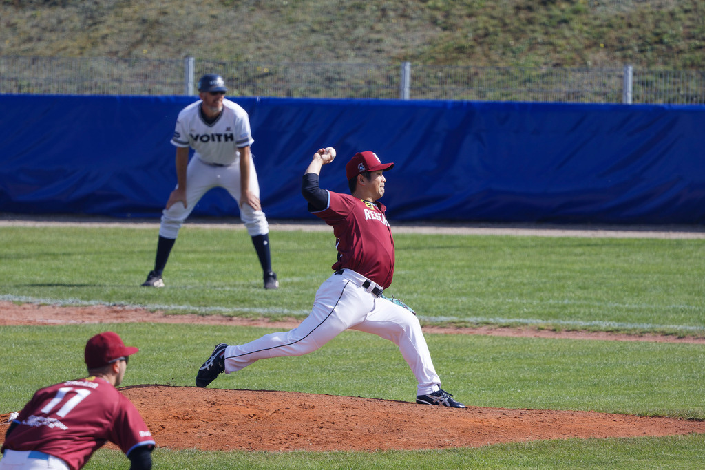 HEIREG_250907_0905 | Baseball-Bundesliga, Deutsche Meisterschaft, DBL, Guggenberger Legionäre vs. Heidenheim Heideköpfe, Spiel 4, Heidenheim, Regensburg, HellensteinEnergie Ballpark - Realisiert mit Pictrs.com