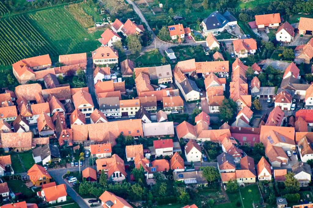 Luftbild: Nordring mit Ferienwohnung Meyer und Grün im Ortsteil Rechtenbach in Schweigen-Rechtenbach im Bundesland Rheinland-Pfalz in Deutschland. Foto: IMG_4168.jpg vom 29.09.2006 durch Werner Riehm/FLY-FOTO.de