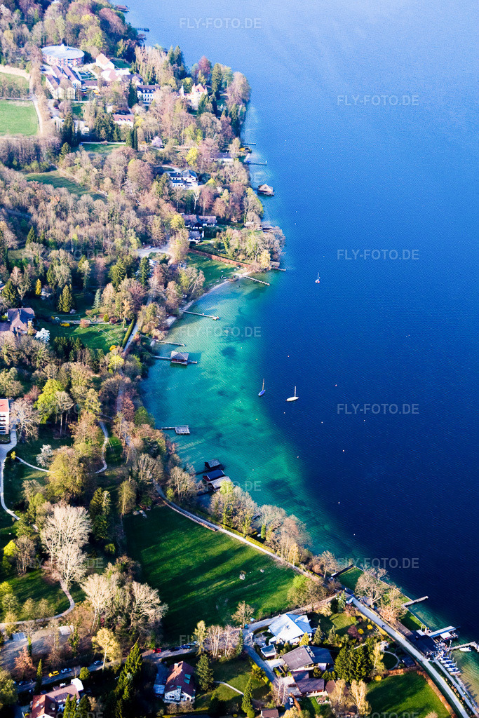 Luftbild: Uferbereiche am Seegebiet des Starnberger See in Tutzing im Bundesland Bayern in Deutschland. Foto: IMG_17968.jpg vom 15.04.2009 durch Werner Riehm/FLY-FOTO.de