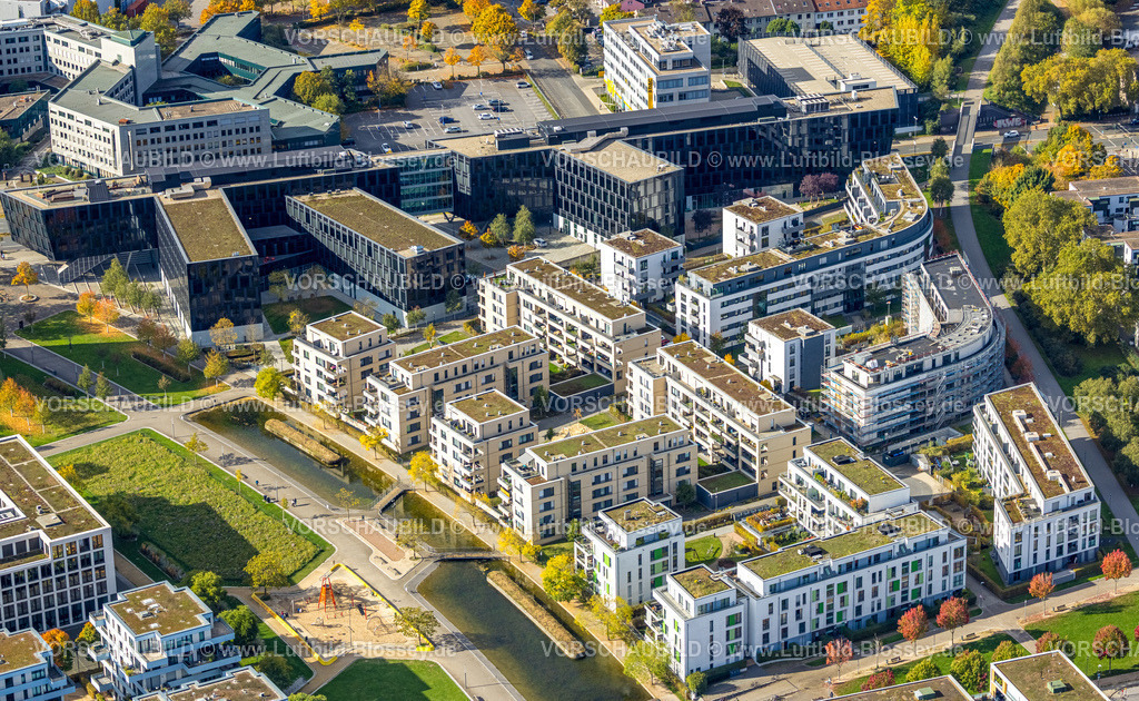 Essen251003448Mitte | Luftbild, Wohngebiet Grüne Mitte, Funke Mediengruppe Gebäude, Westviertel, Essen, Ruhrgebiet, Nordrhein-Westfalen, Deutschland