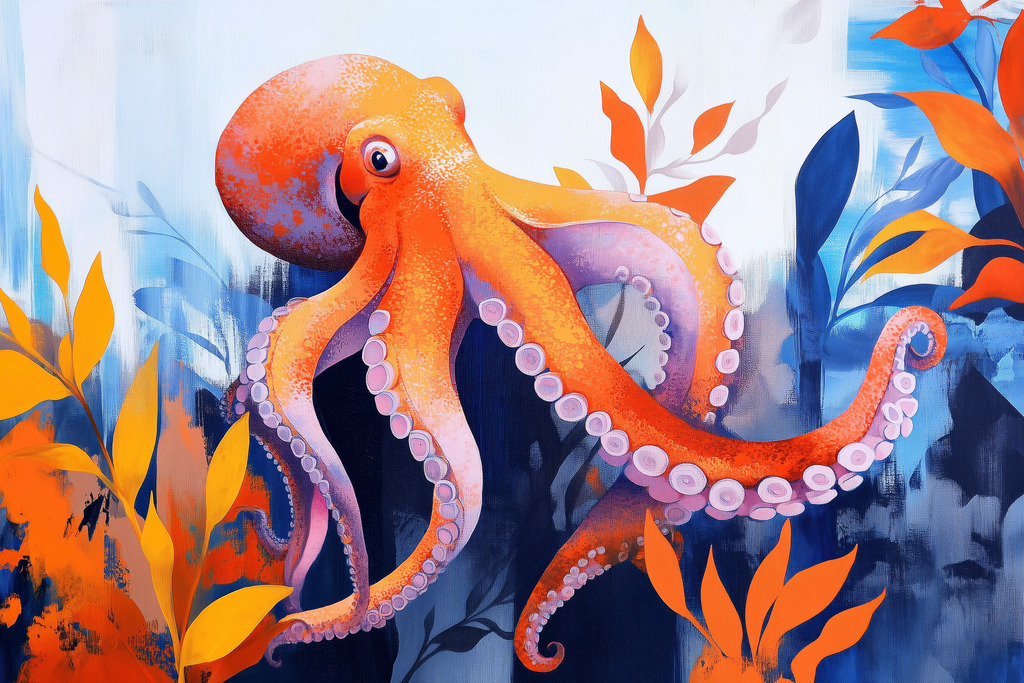 2507004 - Oktopus | Ein Tintenfisch im Stil eines illustrativen Gemäldes.