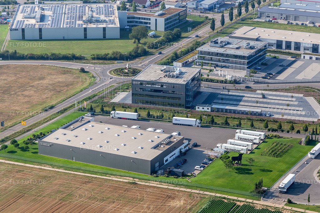 Luftbild: Industriegebiet Im Speyerer Tal mit TRANSAC Intern. Speditionsgesellschaft mbH, Kardex Software GmbH und ITK Engineering GmbH in Rülzheim im Bundesland Rheinland-Pfalz in Deutschland. – Foto: IMG_117269.jpg vom 25.08.2019 durch Werner Riehm/FLY-FOTO.de – Auflösung des Originals: 5226 x 3484 px – TRANSAC Logistics GmbH – Offizielle von Kardex | Kardex Remstar | Kardex Mlog – ITK Engineering - Ihr Partner für Digital Engineering
