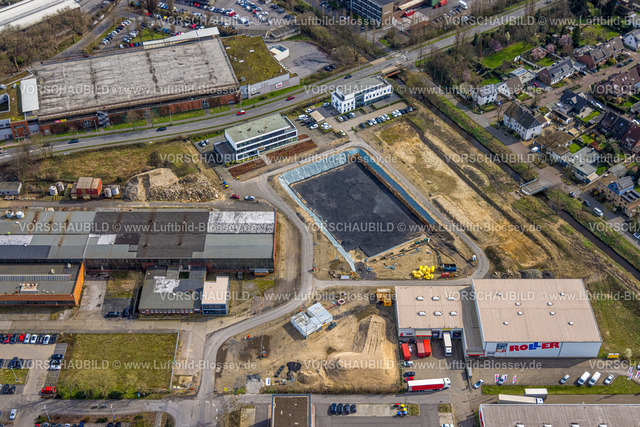 Dinslaken240308755 | Luftbild, Gewerbegebiet Hans-Böckler-Straße mit Baustelle, Dinslaken, Nordrhein-Westfalen, Deutschland