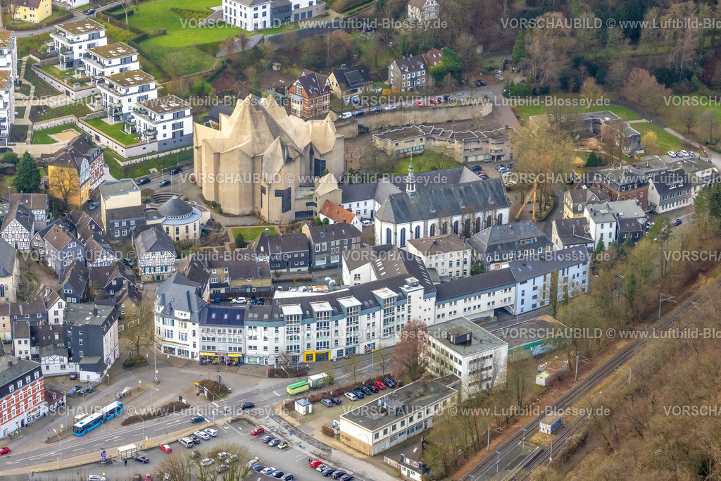 Velbert251201013Neviges | , Luftbild, Mariendom, Franziskaner Kloster, kath. Kirchengemeinde Maria Königin des Friedens, Neviges, Velbert, Bergisches Land, Nordrhein-Westfalen, Deutschland