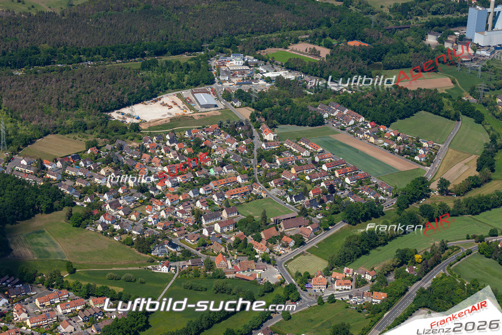 Aktuelles Luftbild von Oberweihersbuch Stein - Die Luftaufnahme wurde 2020 mittels UL-Flugzeug erstellt ( keine Drohne ) - hochauflösende Kamera-Systeme von  Canon -Beste Qualität - Für grossformatige Ausdrucke geeignet. Die Geschenkidee !