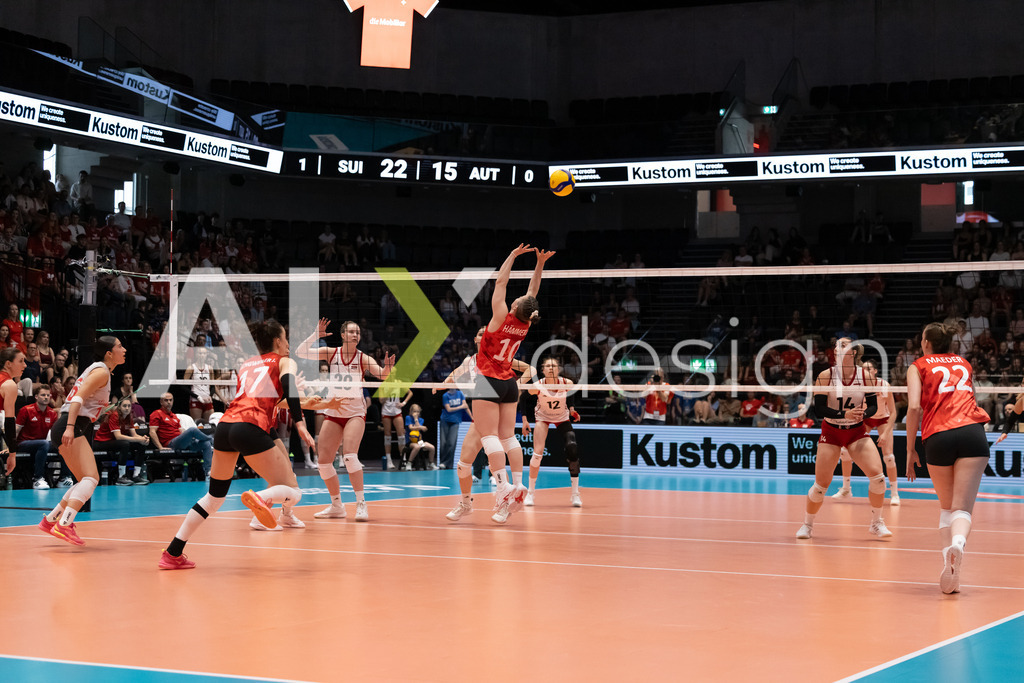 Austria v Switzerland - CEV European League Women | KRIENS, SWITZERLAND - JUNE 14: ORIANE HÄMMERLI of Switzerland during the CEV European League match between Austria and Switzerland at Pilatus Arena on June 14, 2026 in Kriens, Switzerland. - Realisiert mit Pictrs.com