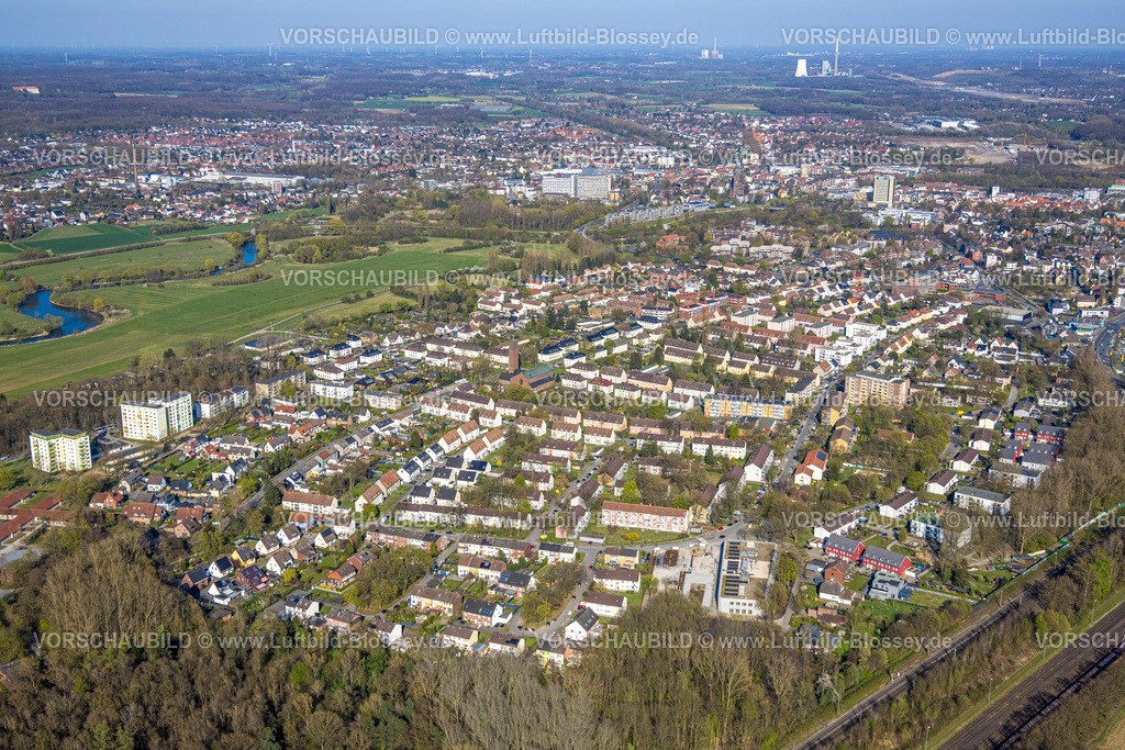 Luenen250404313 | Luftbild, Wohngebiet Ortsansicht Geistviertel an den Lippewiesen, Lünen, Ruhrgebiet, Nordrhein-Westfalen, Deutschland
