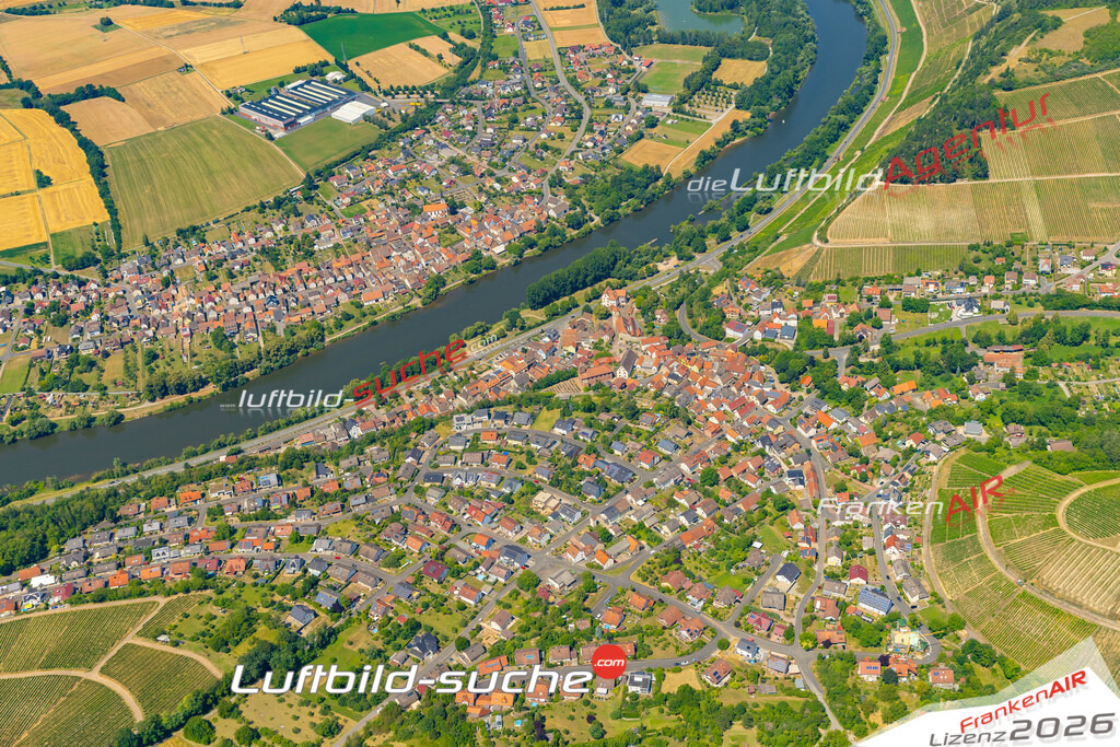 Das Luftbild zeigt : Homburg am Main Triefenstein - Die Luftaufnahme wurde 2023 vom UL-Flugzeug aus erstellt ( keine Drohne ) - Hochauflösende Luftaufnahme - Für grossformatige Ausdrucke geeignet. Die Geschenkidee !Mit Lizenz und Bildrechte bestellbar