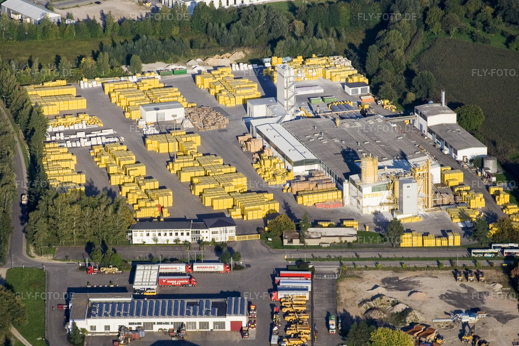 Luftbild: Werksgelände Xella Deutschland GmbH im Ortsteil Freistett in Rheinau im Bundesland Baden-Württemberg in Deutschland. Foto: IMG_8141.jpg vom 15.09.2007 durch Werner Riehm/FLY-FOTO.de