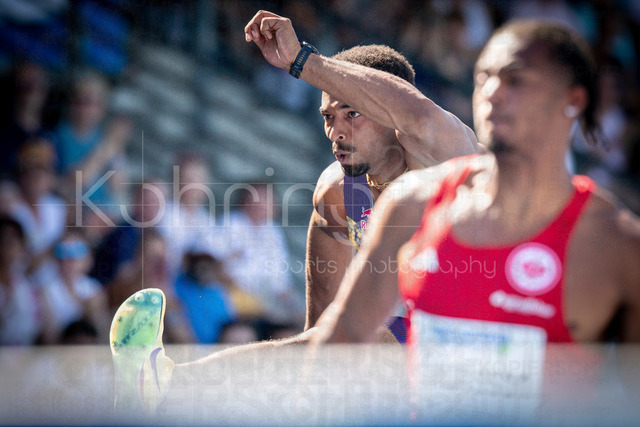 Multisport Event; Ratingen, 28.06.2026 | RATINGEN, GERMANY - JUNE 28, 2026 : Leo Neugebauer (GER / Germany) competing in the decathlon’s 11om hurdles during the Multisport Event at Stadion Ratingen on June 28, 2026 in Ratingen, Germany.