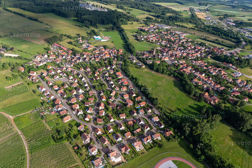 Aerial view: View of the town in the district Altenstadt in Wissembourg in the state Bas-Rhin, France.Photo: IMG_115378.jpg taken on 06/16/2019 by Werner Riehm/FLY-FOTO.comResolution of the original: 5472 x 3648 px