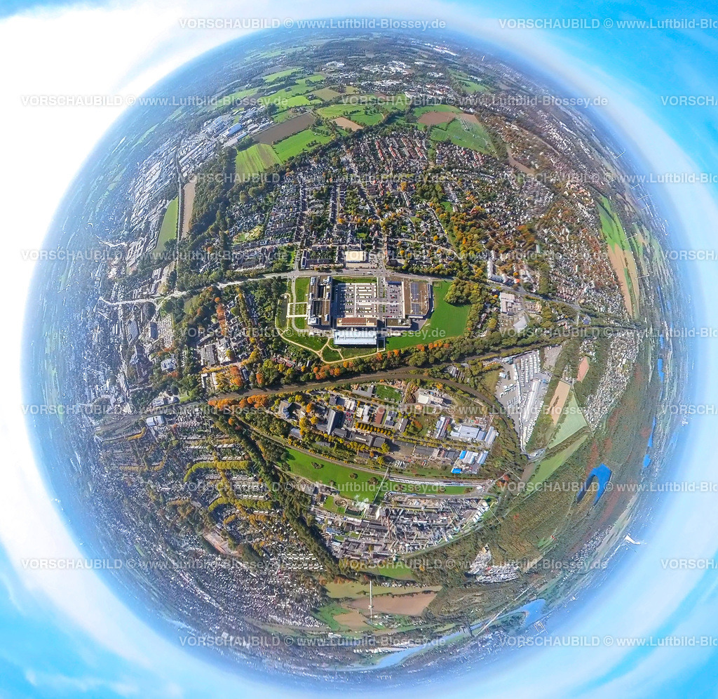 Moers20221006_1EDEKA-Hauptverwaltung | Luftbild, Edeka Rhein-Ruhr Hauptverwaltung Neubau, Edekaplatz, Fisheye Aufnahme, Fischaugen Aufnahme, 360 Grad Aufnahme, Rheinkamp-Utfort, Moers, Fisheyeaufnahme, Ruhrgebiet, Nordrhein-Westfalen, Deutschland