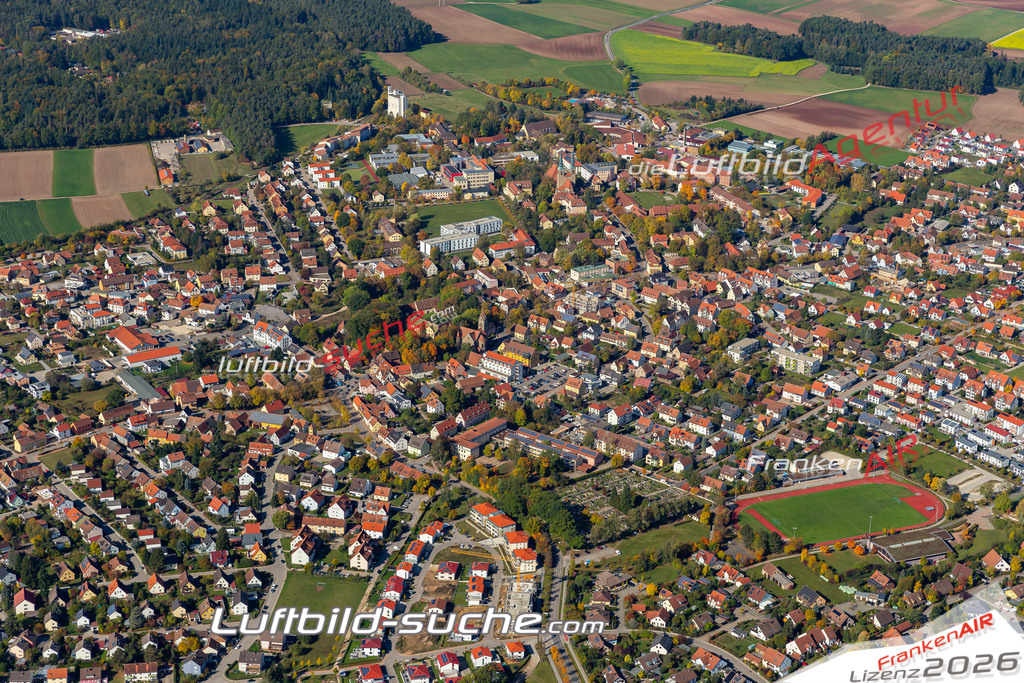 aktuelles Luftbild von  Neuendettelsau - Luftaufnahme wurde 2019 von https://frankenair.de mittels Flugzeug (keine Drohne) erstellt.