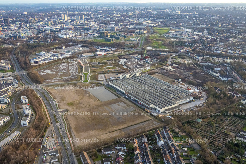 Essen230101478 | Luftbild, Baugebiet Neubau Stadtquartier Essen 51, ehem. Zeche Vereinigte Helene-Amalie, Neubau Nordtangente, Nordviertel, Essen, Ruhrgebiet, Nordrhein-Westfalen, Deutschland