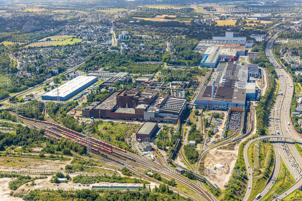 Bochum230802264 | Luftbild, Dreieck Bochum-West und thyssenkrupp Steel Europe AG, Autobahn A40, Kruppwerke, Bochum, Ruhrgebiet, Nordrhein-Westfalen, Deutschland