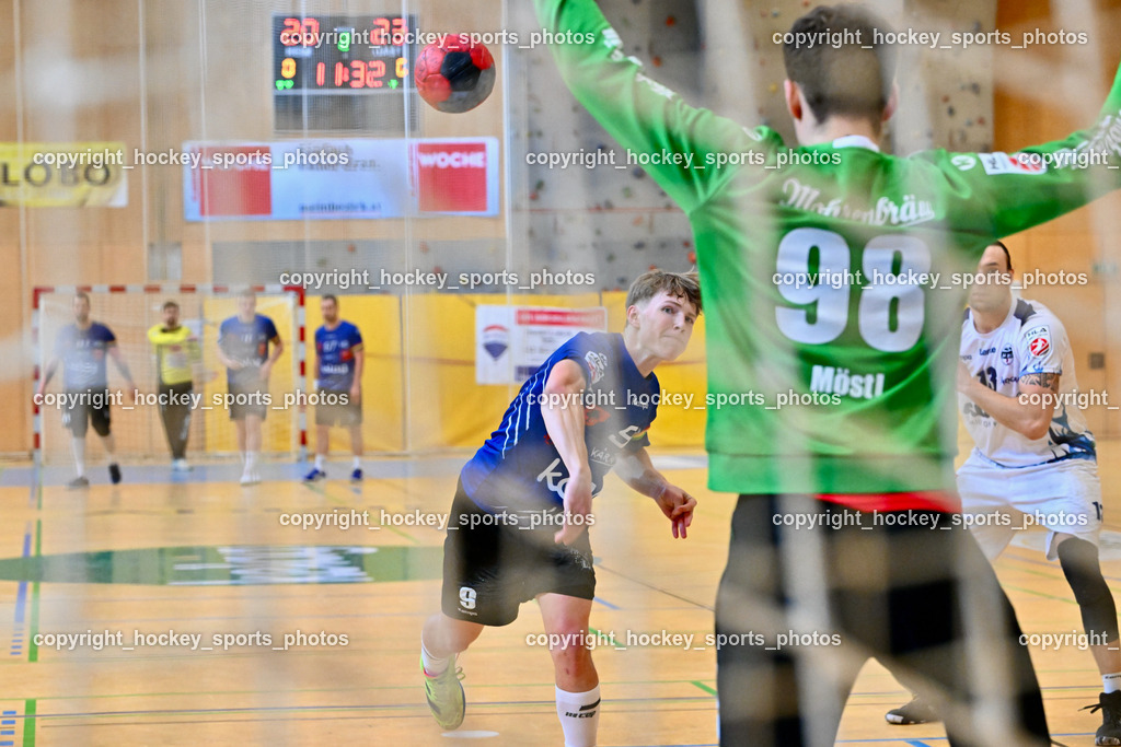 SC Ferlach vs. ALPLA HC Hard 2.3.2024 | #9 SAGER Nico SC Ferlach, #98 MÖSTL Constantin HC Hard, SC Ferlach vs. ALPLA HC Hard 2.3.2024, SC Ferlach vs. ALPLA HC Hard am 02.03.2024 in Ferlach (Ballspielhalle Ferlach), Austria, (Photo by Bernd Stefan)