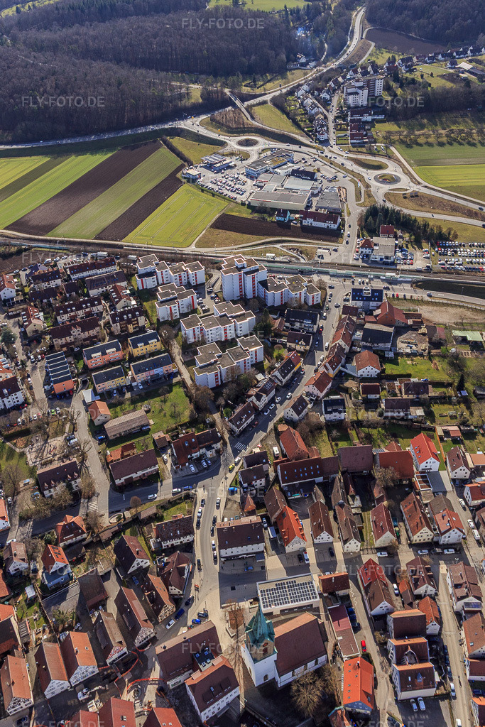 Luftbild: Stadtübersicht aus Norden in Renningen im Bundesland Baden-Württemberg in Deutschland. Foto: IMG_125095.jpg vom 20.02.2021 durch Werner Riehm/FLY-FOTO.de