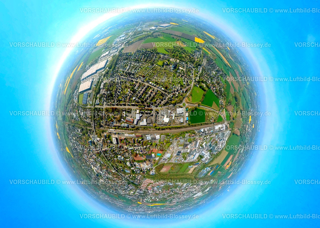 Kamen230490807Sued | Luftbild, Kamen-Süd, Gewerbegebiet Westicker Straße und Gewerbegebiet Dortmunder Straße, Erdkugel, Fisheye Aufnahme, Fischaugen Aufnahme, 360 Grad Aufnahme, , Kamen, Ruhrgebiet, Nordrhein-Westfalen, Deutschland