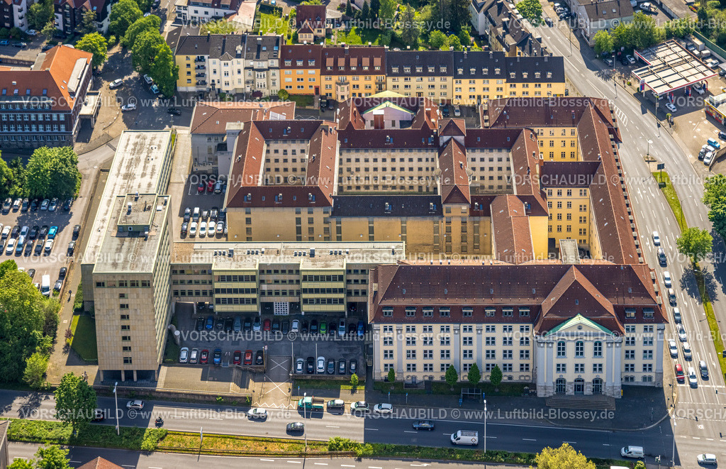 Hagen240504222 | Luftbild, Landgericht und Amtsgericht, JVA Hagen Justizvollzugsanstalt, Hochschulviertel, Hagen, Ruhrgebiet, Nordrhein-Westfalen, Deutschland