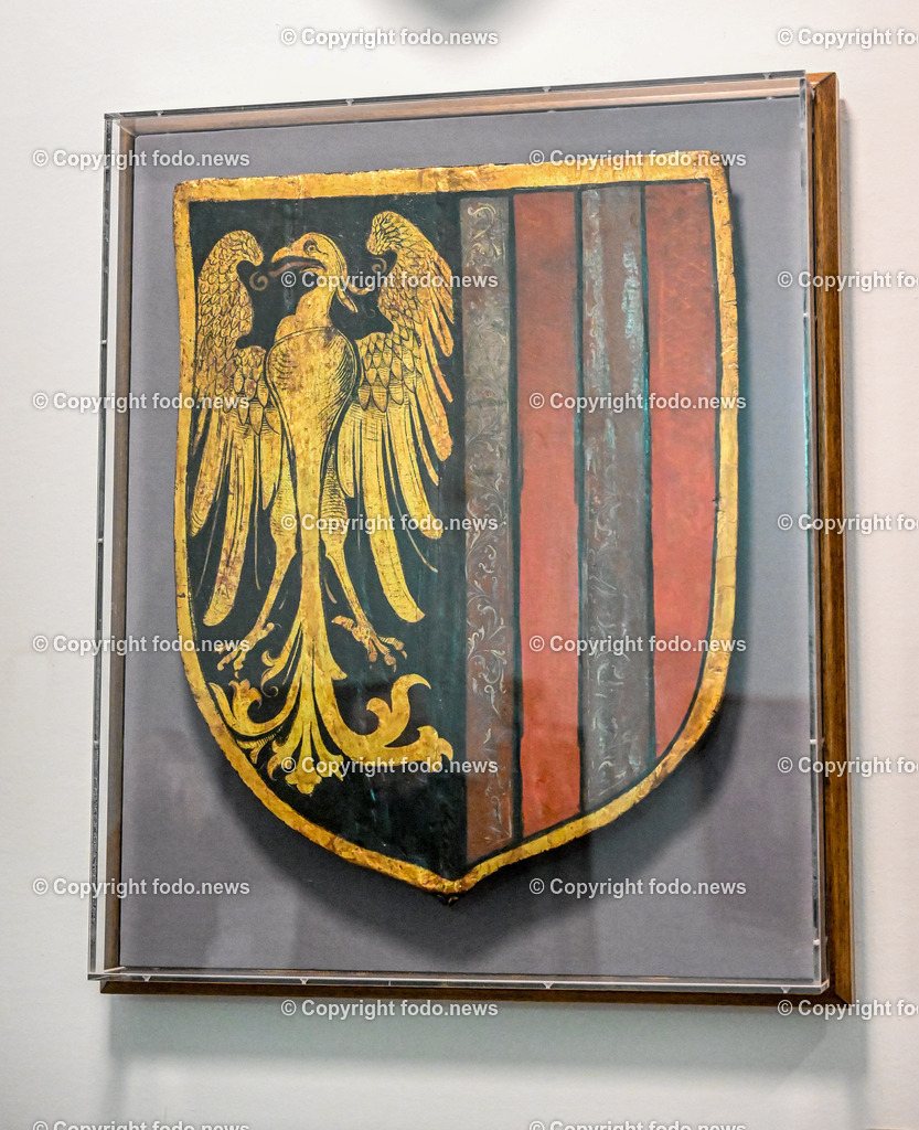 Schlossmuseum Linz_ 18.01.2024-11 | 18.01.2024, Schlossmuseum Linz, AUT, Schlossmuseum, im Bild Funeralschild vom Begraebnis Friedrich III
