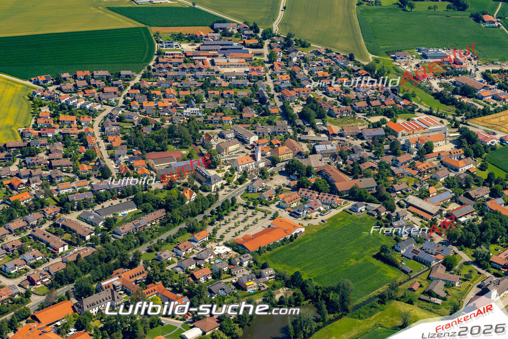 Aktuelles Luftbild von  Steinhöring - Die Luftaufnahme wurde 2022 mittels UL-Flugzeug erstellt ( keine Drohne ) - hochauflösende Kamera-Systeme von  Canon -Beste Qualität - Für grossformatige Ausdrucke geeignet. Die Geschenkidee !