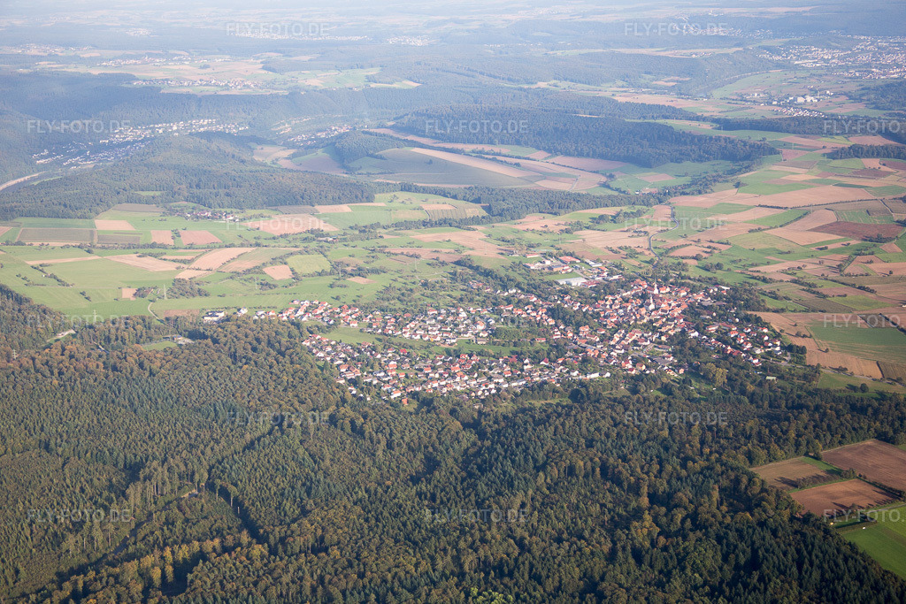 Luftbild: Ortsansicht von Westen in Neunkirchen im Bundesland Baden-Württemberg in Deutschland. Foto: IMG_073560.jpg vom 26.09.2014 durch Werner Riehm/FLY-FOTO.de