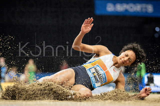 ISTAF Indoor; Duesseldorf, 24.01.2026 | DUESSELDORF, GERMANY - JANUARY 24: Malaika Mihambo (GER) competing in the long jump during the ISTAF Indoor Dusseldorf at PSD Bank Dome on January 24, 2026 in Duesseldorf, Germany. 