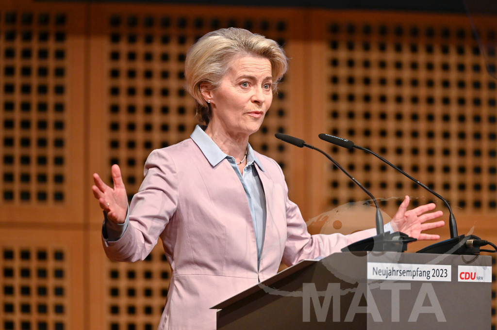 _DWI0735 | Politikerin Ursula von der Leyen beim CDU-NRW Neujahrsempfang in Düsseldorf. Düsseldorf, 28.01.2023 - Realisiert mit Pictrs.com