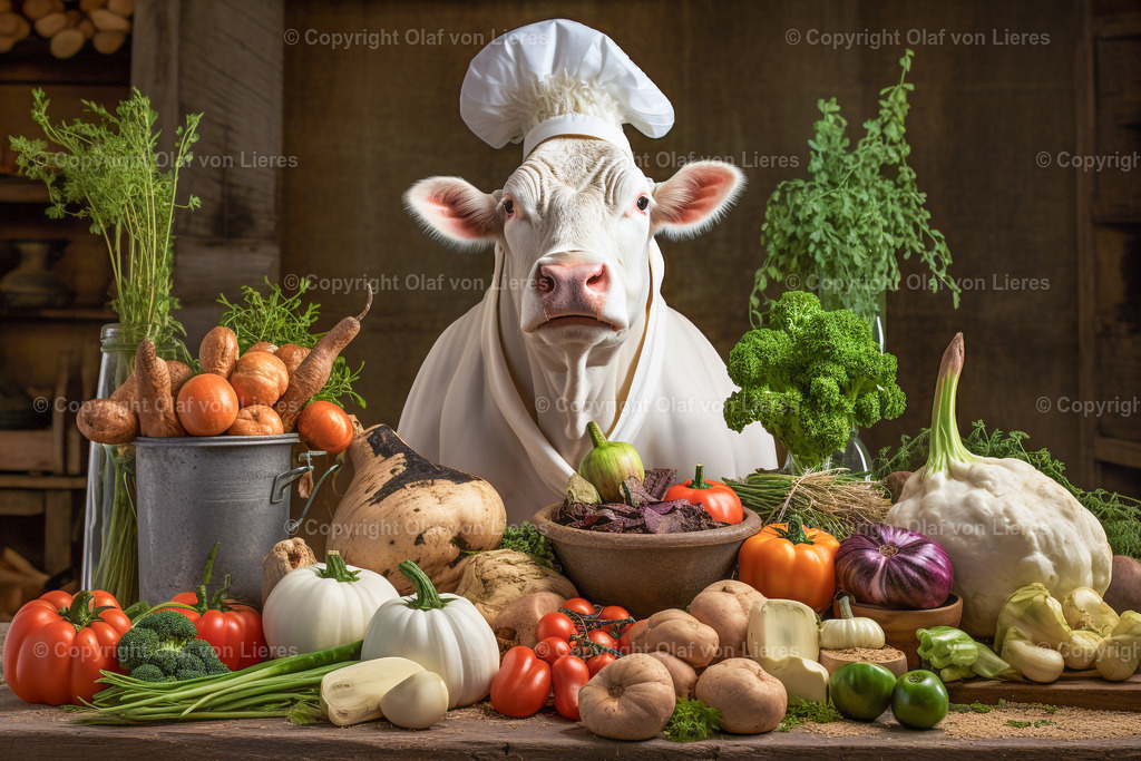 Kuh mit viel Gemüse | Kuh als Koch kocht vegetarisch 
