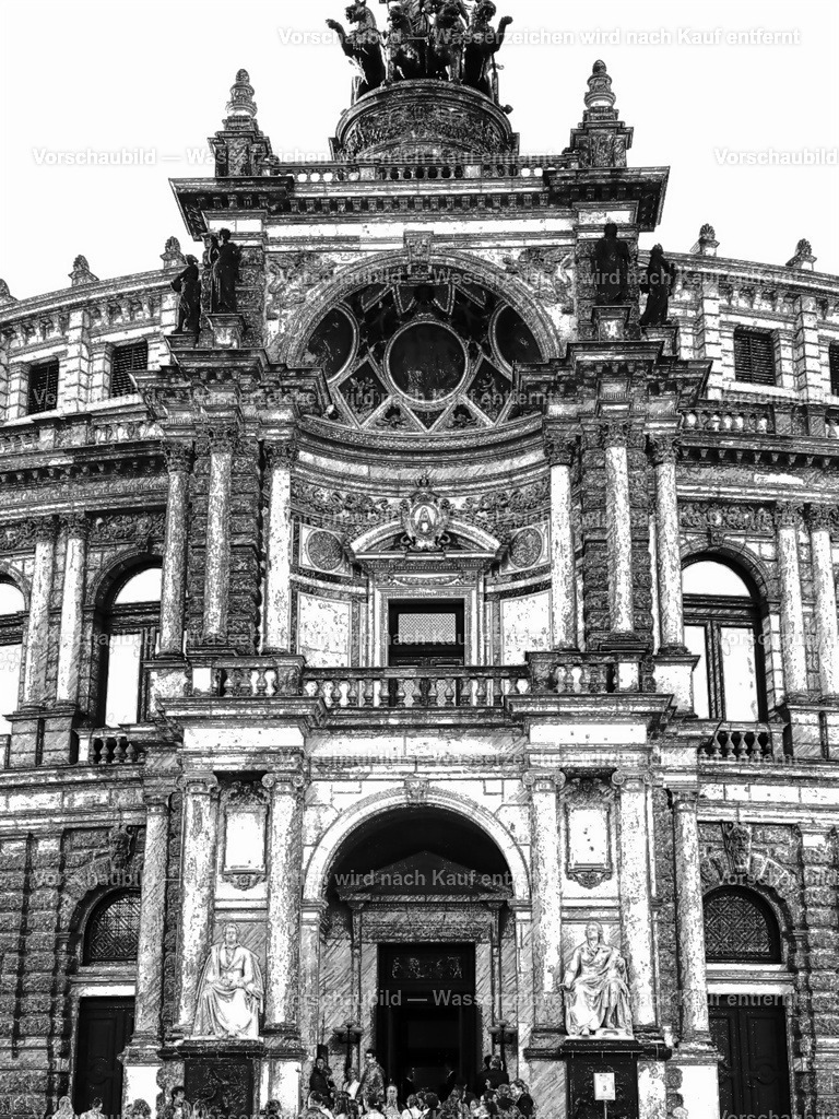 Zeichnung Semper Oper Dresden | online Fotogalerie mit schwarz-weiß Fotografien und Shop für zeitlose  Poster und Leinwände in stilvollem schwarz weiß  - Realisiert mit Pictrs.com