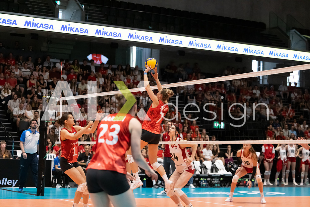 Austria v Switzerland - CEV European League Women | KRIENS, SWITZERLAND - JUNE 14: MÉLINE PIERRET of Switzerland during the CEV European League match between Austria and Switzerland at Pilatus Arena on June 14, 2026 in Kriens, Switzerland. - Realisiert mit Pictrs.com