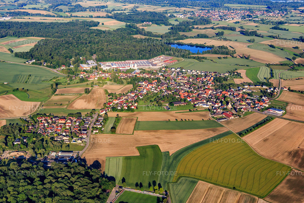 Luftbild: Ortsansicht von Nordosten mit World of Living im Ortsteil Linx in Rheinau im Bundesland Baden-Württemberg in Deutschland. Foto: IMG_114979.jpg vom 01.06.2019 durch Werner Riehm/FLY-FOTO.deWorld of Living - Die Inspirationswelt von WeberHaus