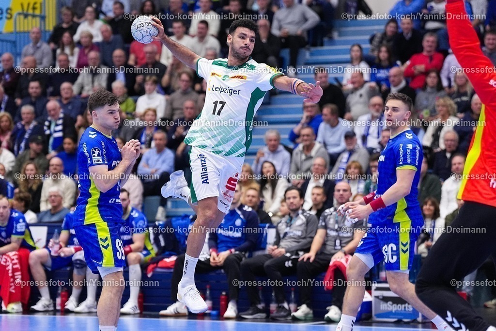 xYDRx22112502031 | 22.11.2025, xydrx, Handball, 1.HBL, VFL Gummersbach - SC DHfk Leipzig, Schwalbe-Arena: Ahmed Khairy (SC DHfk Leipzig #17)