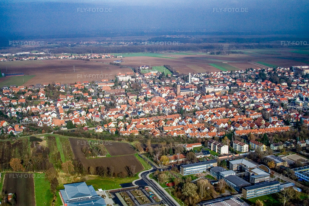 Luftbild: Innnenstadt von Südwesten in Kandel im Bundesland Rheinland-Pfalz in Deutschland. Foto: IMG_14596.jpg vom 26.11.2008 durch Werner Riehm/FLY-FOTO.de
