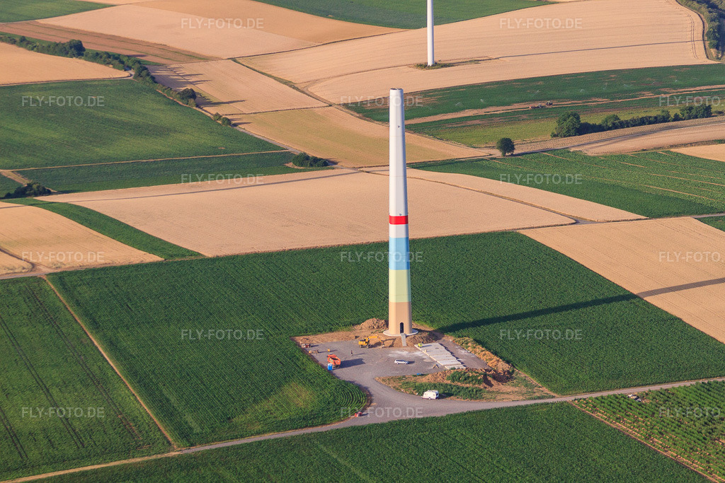 Luftbild: Windparkbaustellen in Offenbach an der Queich im Bundesland Rheinland-Pfalz in Deutschland. Foto: IMG_69690.jpg vom 04.07.2014 durch Werner Riehm/FLY-FOTO.de