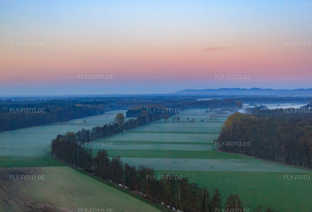 Luftbild: Otterbachniederung im Morgendunst in Kandel im Bundesland Rheinland-Pfalz in Deutschland. Foto: IMG_62951.jpg vom 20.03.2014 durch Werner Riehm/FLY-FOTO.de