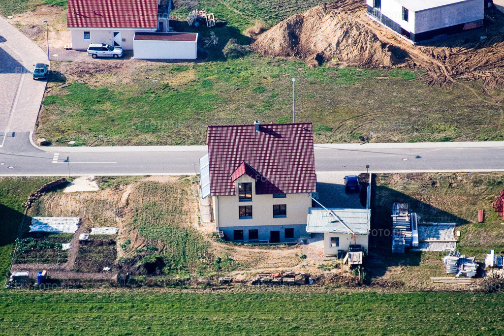 Luftbild: Neubaugebiet NO, Frühmesserweg im Ortsteil Schaidt in Wörth im Bundesland Rheinland-Pfalz in Deutschland. Foto: IMG_5245.jpg vom 18.02.2007 durch Werner Riehm/FLY-FOTO.de