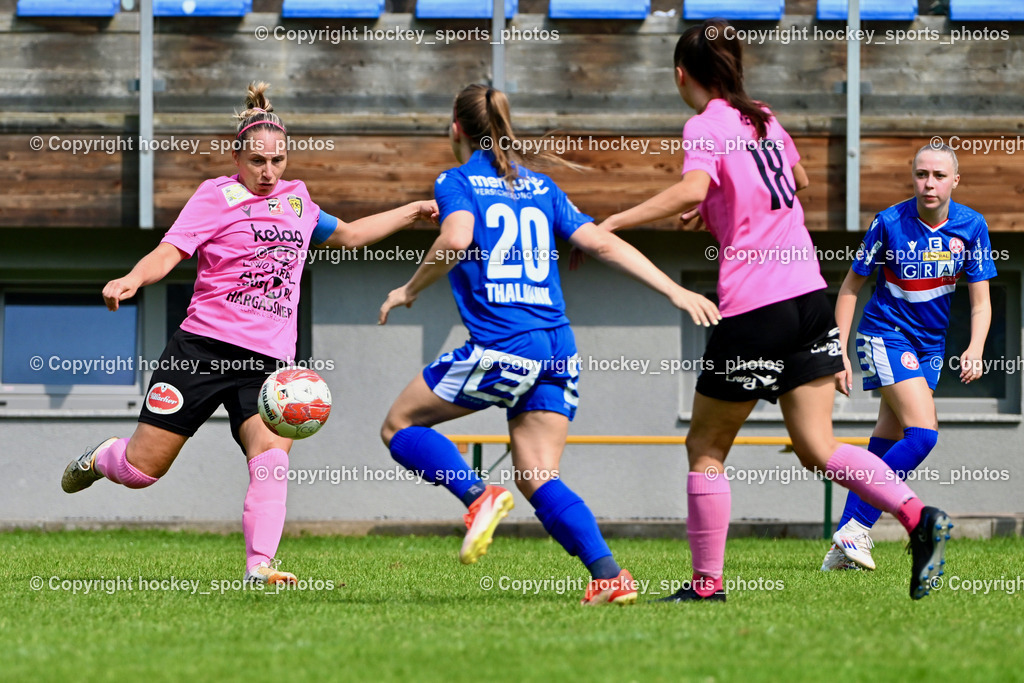 Carinthians Hornets vs. GAK 1902 Frauen | #14 Nicole Dominique Gatternig Carinthians Hornets, #20 Lena Thalmann GAK, #18 Laura Therese Kert Carinthians Hornets, #19 Lisa-Marie Kous GAK, Carinthians Hornets vs. GAK 1902 Frauen, Carinthians Hornets vs. GAK 1902 Frauen am 01.09.2024 in Sachsenburg (Sportplatz Sachsenburg), Austria, (Photo by Bernd Stefan)