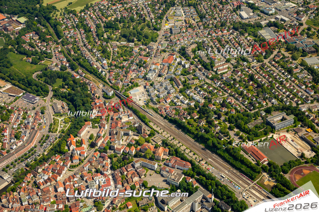 Das Luftbild zeigt  Backnang - Die Luftaufnahme wurde 2023 vom UL-Flugzeug aus erstellt ( keine Drohne ) - Hochauflösende Luftaufnahme - Für grossformatige Ausdrucke geeignet. Die Geschenkidee !Mit Lizenz und Bildrechte bestellbar