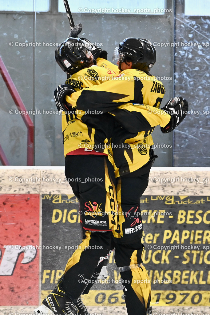 EC Hornets Spittal vs. USC Piraten Velden 18.2.2024 | #90 Ogertschnig Joshua EC Hornets Spittal, #88 Zauchner Daniel EC Hornets Spittal, EC Hornets Spittal vs. USC Piraten Velden 18.2.2024, EC Hornets Spittal vs. USC Piraten Velden 18.2.2024 am 18.02.2024 in Spittal an der Drau (Eissportzentrum Spittal), Austria, (Photo by Bernd Stefan)