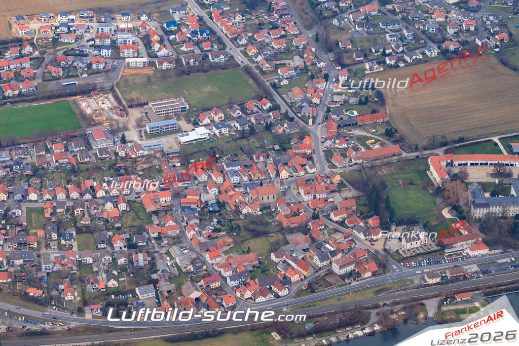 aktuelles Luftbild von Steinsfeld Wonfurt - Luftaufnahme wurde 2018 von https://frankenair.de mittels Flugzeug (keine Drohne) erstellt.