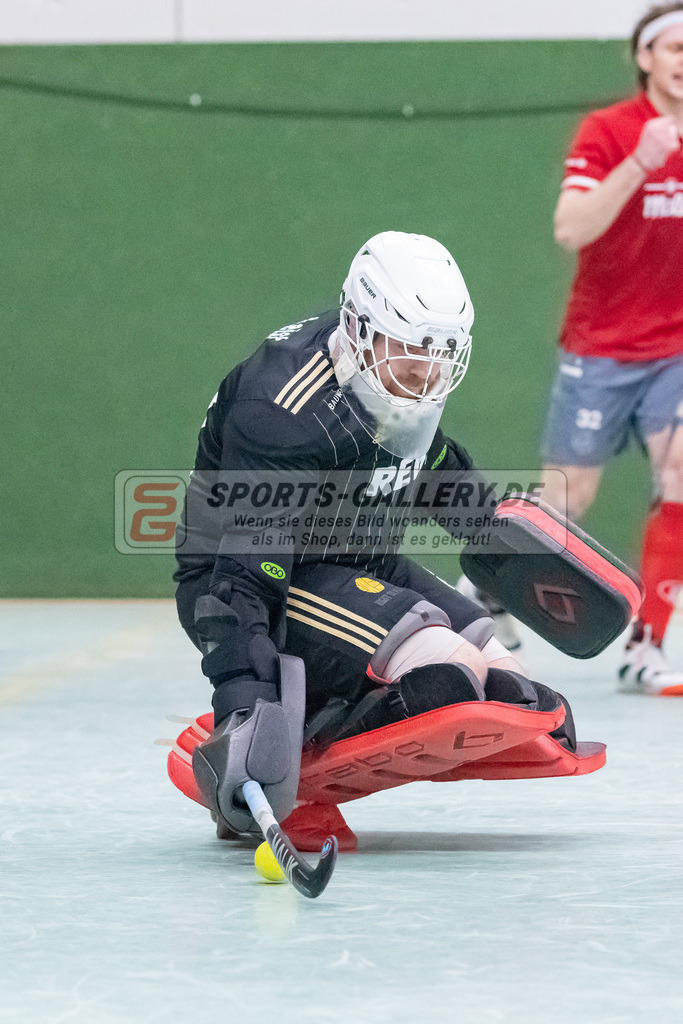HK_20230128_103640 | 1. Bundesliga 1/4 Finale ( Herren ) Rot-Weiss Köln - Club an der Alster am 28.1.2023 Rot-Weiss Köln  , Köln , Lennard Leist ( Torwart Rot-Weiss Köln #80 )