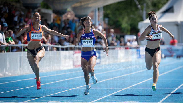 Juniorengala 2026; Mannheim, 13.06.2026 | MANNHEIM, GERMANY - JUNE 13, 2026 : Joy Umegbolu (SUI/Switzerland), Paola Valognes (FRA/France), Timea Rankl (SUI/Switzerland) competing during the Juniorengala 2026 at Michael-Hoffmann-Stadion on June 13, 2026 in Mannheim, Germany.