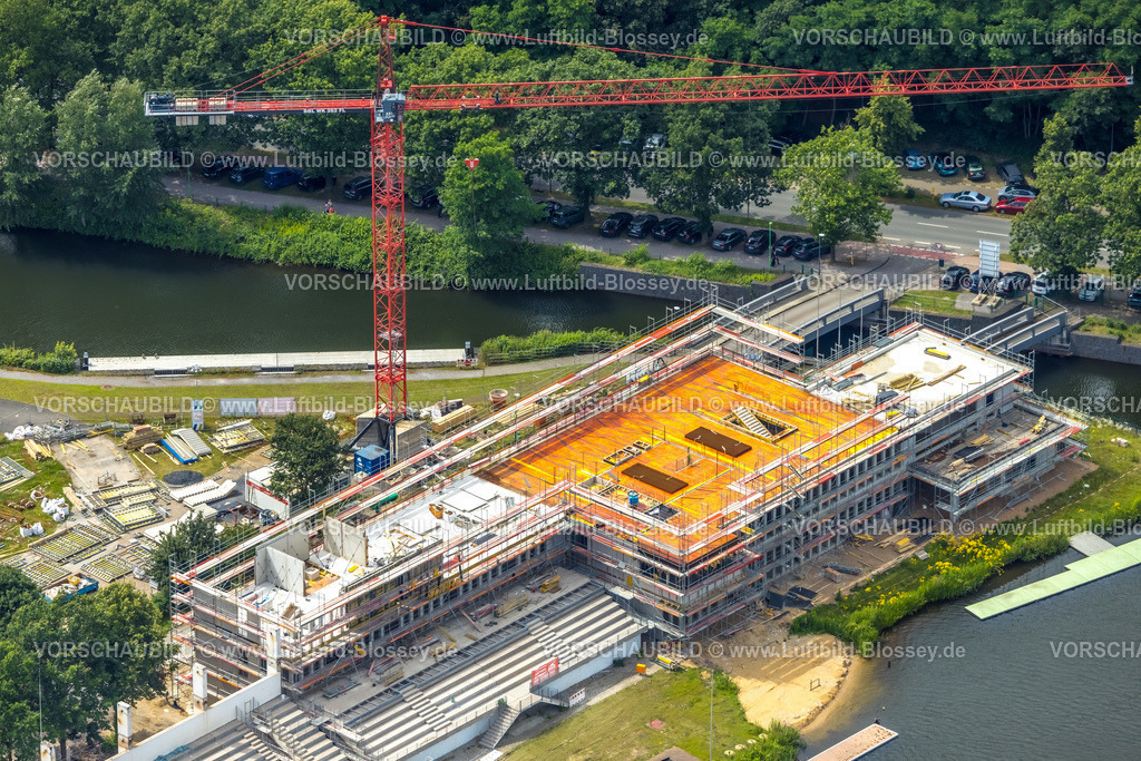 Duisburg240703837-Sued | Luftbild, Duisburg-Süd, Baustelle mit Neubau Tribüne an der Regattabahn, Neudorf, Duisburg, Ruhrgebiet, Nordrhein-Westfalen, Deutschland