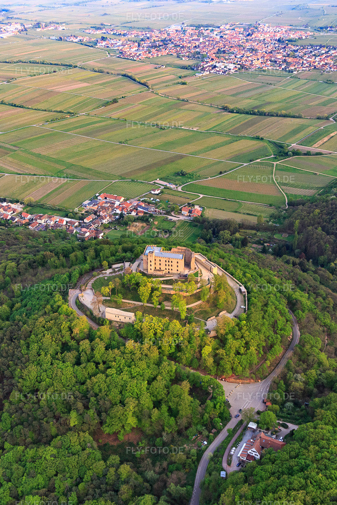 Luftbild: Hambacher Schloss von Norden im Ortsteil Diedesfeld in Neustadt im Bundesland Rheinland-Pfalz in Deutschland. Foto: IMG_106822.jpg vom 21.04.2018 durch Werner Riehm/FLY-FOTO.deStiftung Hambacher SchlossStiftung Hambacher Schloss | Das Hambacher Schloss ist eine lebendige Stätte deutscher und europäischer Demokratiegeschichte